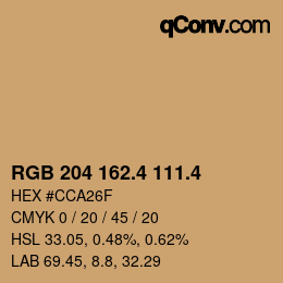 カラーコード: RGB 204 162.4 111.4 | qconv.com