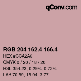 カラーコード: RGB 204 162.4 166.4 | qconv.com