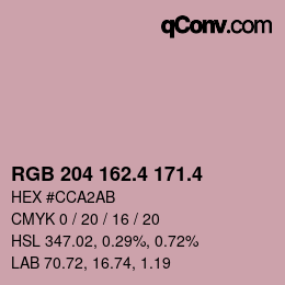 カラーコード: RGB 204 162.4 171.4 | qconv.com
