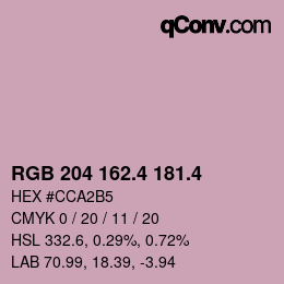 カラーコード: RGB 204 162.4 181.4 | qconv.com