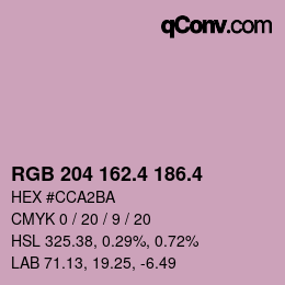 カラーコード: RGB 204 162.4 186.4 | qconv.com