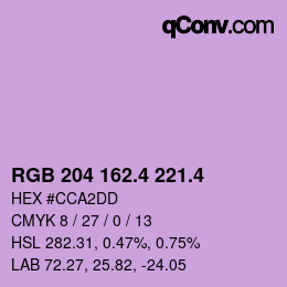 カラーコード: RGB 204 162.4 221.4 | qconv.com