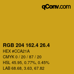 カラーコード: RGB 204 162.4 26.4 | qconv.com