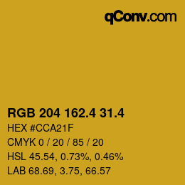 カラーコード: RGB 204 162.4 31.4 | qconv.com