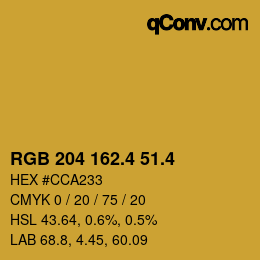 カラーコード: RGB 204 162.4 51.4 | qconv.com