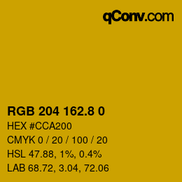 カラーコード: RGB 204 162.8 0 | qconv.com