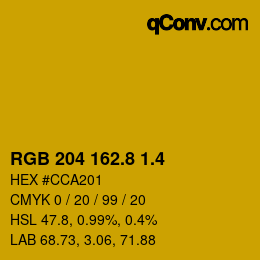 カラーコード: RGB 204 162.8 1.4 | qconv.com