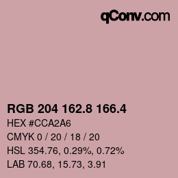 カラーコード: RGB 204 162.8 166.4 | qconv.com