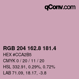 カラーコード: RGB 204 162.8 181.4 | qconv.com