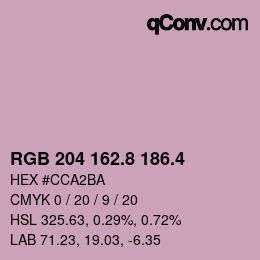 カラーコード: RGB 204 162.8 186.4 | qconv.com