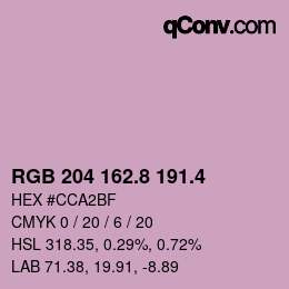 カラーコード: RGB 204 162.8 191.4 | qconv.com