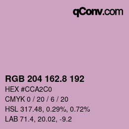 Color code: RGB 204 162.8 192 | qconv.com