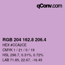 カラーコード: RGB 204 162.8 206.4 | qconv.com