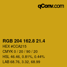 カラーコード: RGB 204 162.8 21.4 | qconv.com