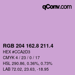 カラーコード: RGB 204 162.8 211.4 | qconv.com