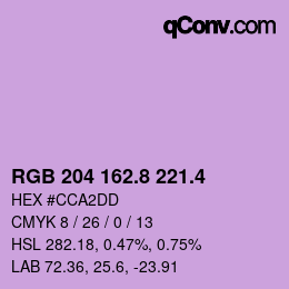 カラーコード: RGB 204 162.8 221.4 | qconv.com