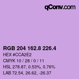 カラーコード: RGB 204 162.8 226.4 | qconv.com