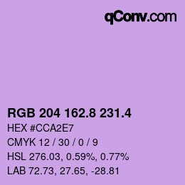 カラーコード: RGB 204 162.8 231.4 | qconv.com
