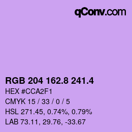 カラーコード: RGB 204 162.8 241.4 | qconv.com