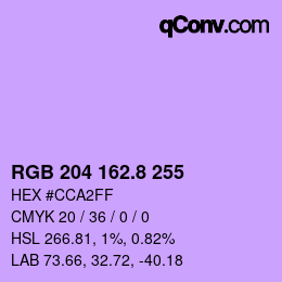 カラーコード: RGB 204 162.8 255 | qconv.com