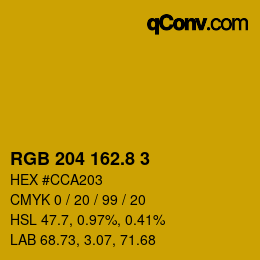 カラーコード: RGB 204 162.8 3 | qconv.com