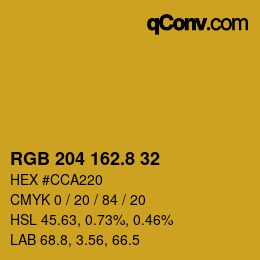 Color code: RGB 204 162.8 32 | qconv.com