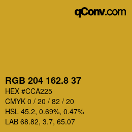 Color code: RGB 204 162.8 37 | qconv.com