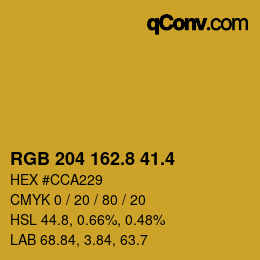 カラーコード: RGB 204 162.8 41.4 | qconv.com