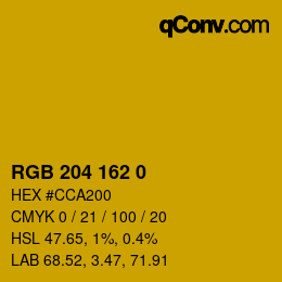 Color code: RGB 204 162 0 | qconv.com