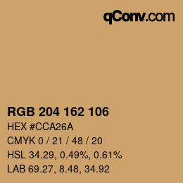 カラーコード: RGB 204 162 106 | qconv.com