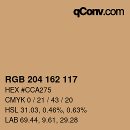 Color code: RGB 204 162 117 | qconv.com