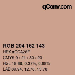Color code: RGB 204 162 143 | qconv.com