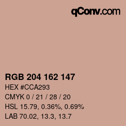 Farbcode: RGB 204 162 147 | qconv.com