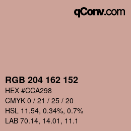 Color code: RGB 204 162 152 | qconv.com