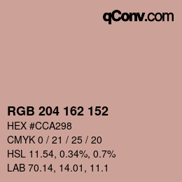 カラーコード: RGB 204 162 152 | qconv.com