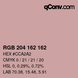 カラーコード: RGB 204 162 162 | qconv.com