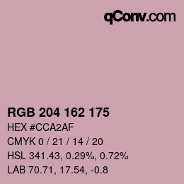 カラーコード: RGB 204 162 175 | qconv.com