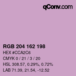 颜色代码: RGB 204 162 198 | qconv.com