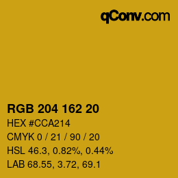 Color code: RGB 204 162 20 | qconv.com