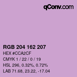 Color code: RGB 204 162 207 | qconv.com