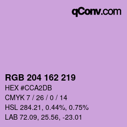 Color code: RGB 204 162 219 | qconv.com