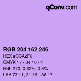 Código de color: RGB 204 162 246 | qconv.com