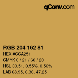 Color code: RGB 204 162 81 | qconv.com