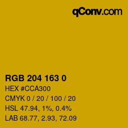 カラーコード: RGB 204 163 0 | qconv.com
