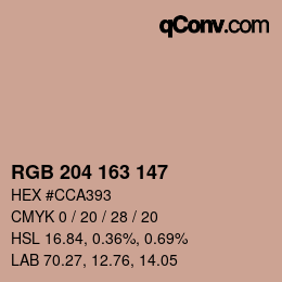 Código de color: RGB 204 163 147 | qconv.com