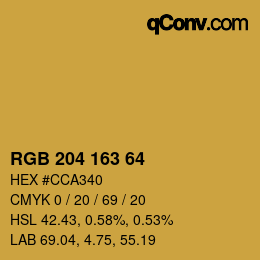 カラーコード: RGB 204 163 64 | qconv.com