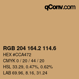 カラーコード: RGB 204 164.2 114.6 | qconv.com