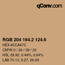 カラーコード: RGB 204 164.2 124.6 | qconv.com