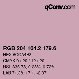 カラーコード: RGB 204 164.2 179.6 | qconv.com