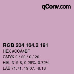 Color code: RGB 204 164.2 191 | qconv.com